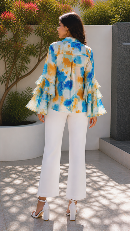 Tie Dye Ruffle Shirt Soliesse By Muskan